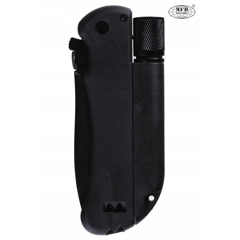 Składany nóż survivalowy z krzesiwem i latarką, stal 440 MFH 45453