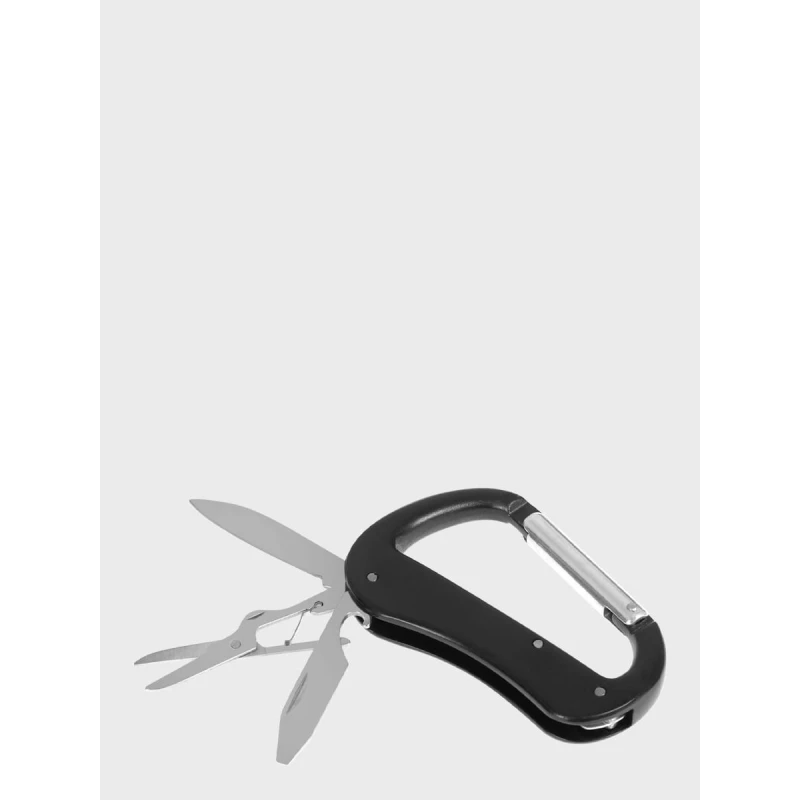 Zestaw Nóż survivalowy czarny, scyzoryk, latarka, karabińczyk MFH 45451A, wyprzedaż