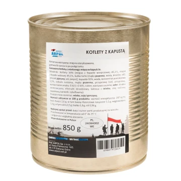 Obiad wojskowy dla 2 osób - Kotlety z kapustą 850 g Arpol