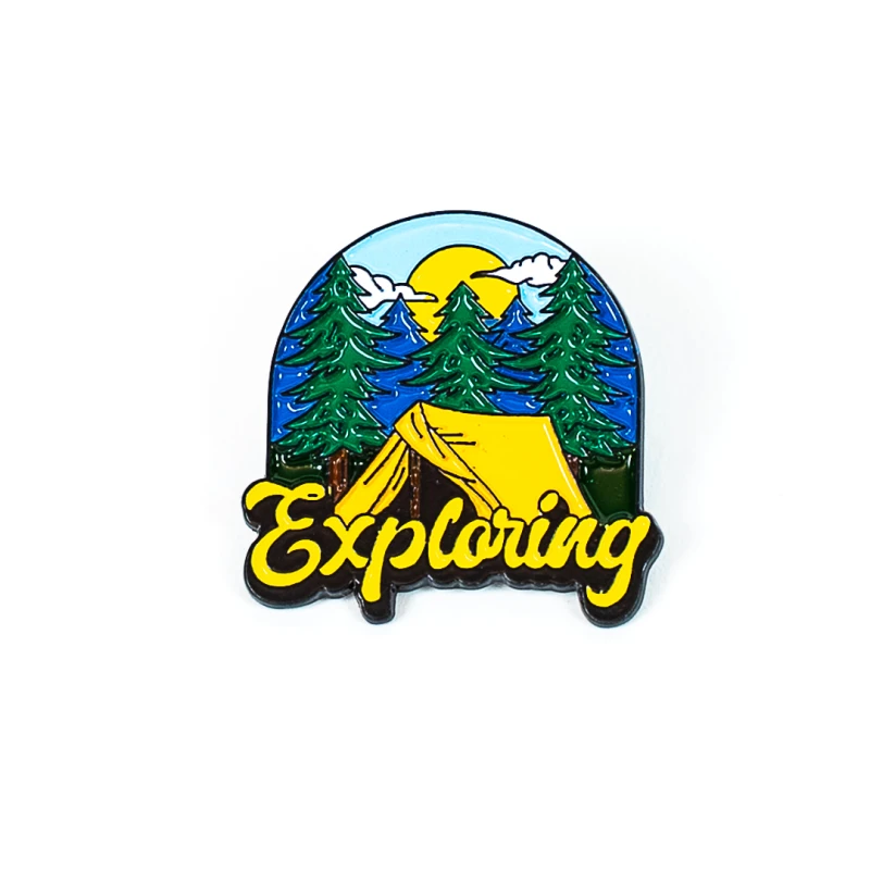 Pin Przypinka EXPLORING namiot - gadżet dla survivalowca, miłośnika natury