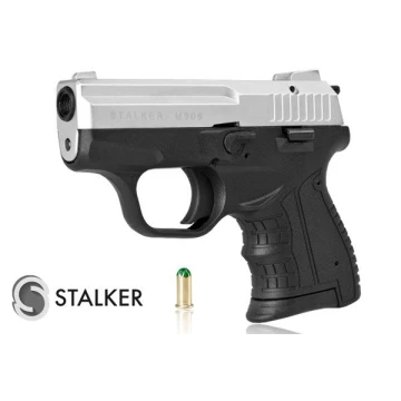 Pistolet hukowy alarmowo sygnałowy STALKER M906 BAS chrom mat kal. .22 Long Blank do 6 mm 