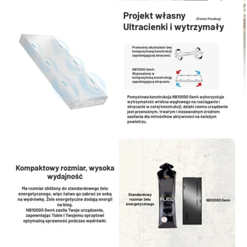 Power Bank Nitecore NB10000 GEN4 QC 3.0, 10000 mAh 2xUSB-C 22.5W szybkie ładowanie