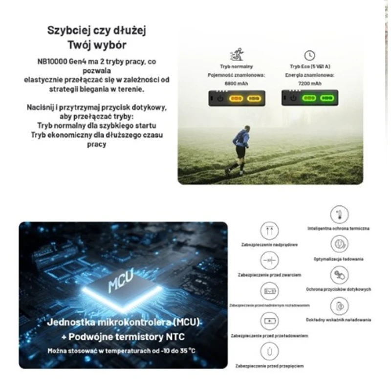 Power Bank Nitecore NB10000 GEN4 QC 3.0, 10000 mAh 2xUSB-C 22.5W szybkie ładowanie