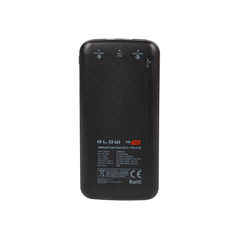 PowerBank Blow 10000 mAh QC 3.0 PD, 22,5 W PB10B  czarny