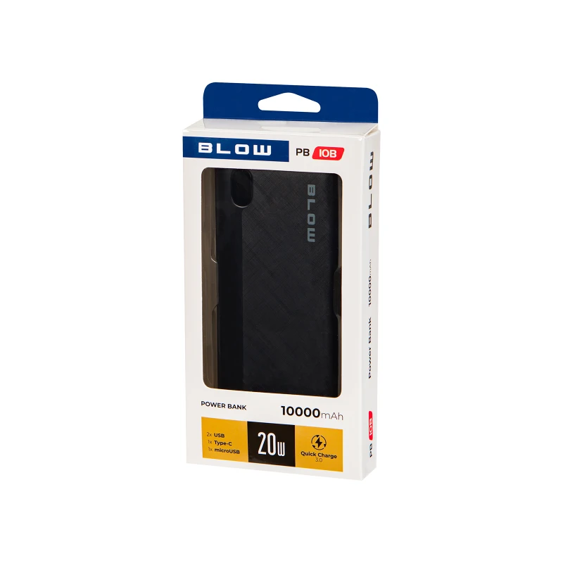 PowerBank Blow 10000 mAh QC 3.0 PD, 22,5 W PB10B  czarny