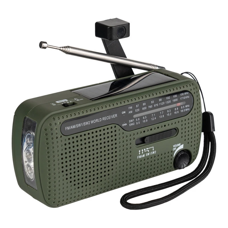 Radio survivalowe solarne, korbka, powerbank Fosco - SW1/SW2/FM/AM