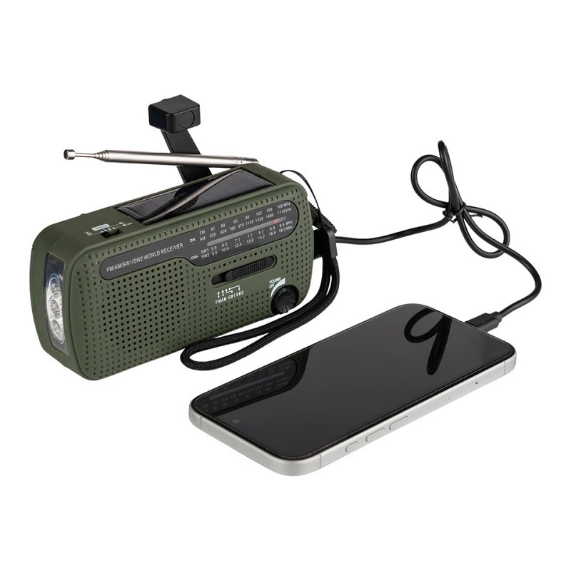 Radio survivalowe solarne, korbka, powerbank Fosco - SW1/SW2/FM/AM