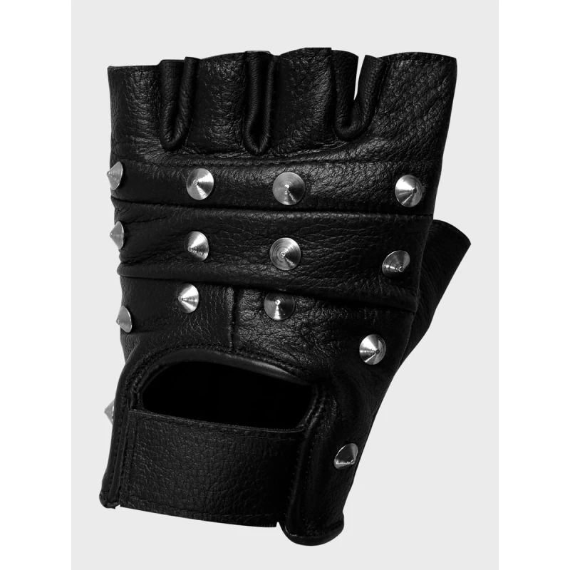 Rękawiczki bez palców skórzane z ćwiekami czarne Mil-Tec 12518002