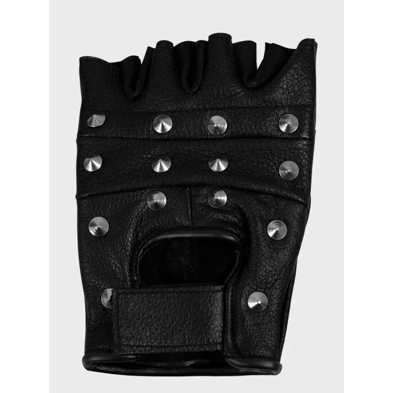 Rękawiczki bez palców skórzane z ćwiekami czarne Mil-Tec 12518002