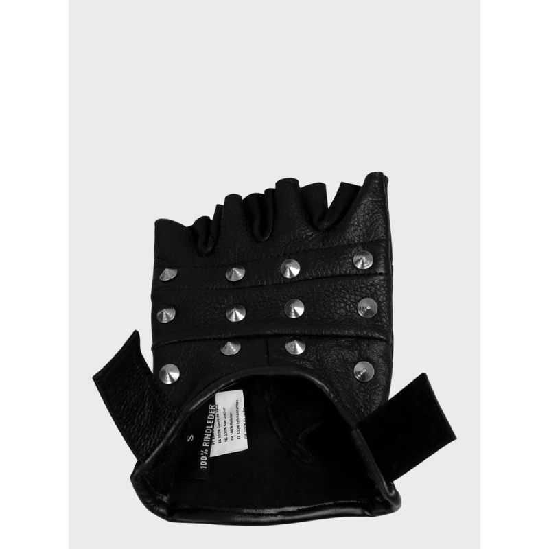 Rękawiczki bez palców skórzane z ćwiekami czarne Mil-Tec 12518002