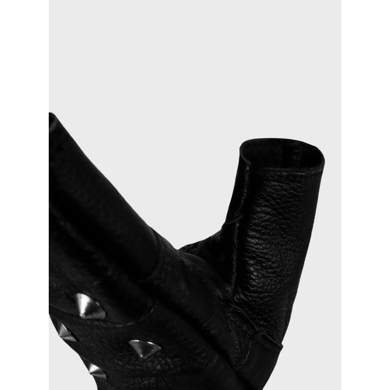 Rękawiczki bez palców skórzane z ćwiekami czarne Mil-Tec 12518002