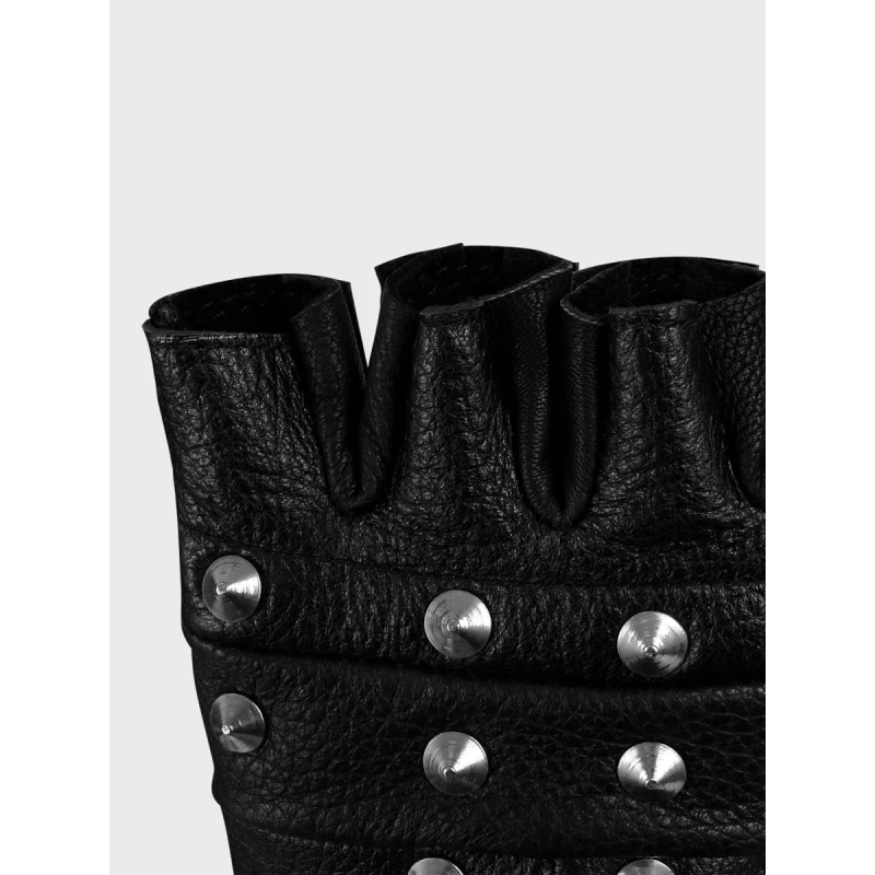 Rękawiczki bez palców skórzane z ćwiekami czarne Mil-Tec 12518002