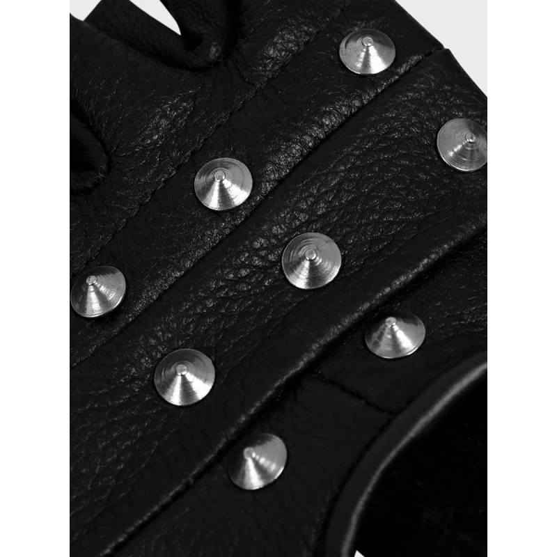 Rękawiczki bez palców skórzane z ćwiekami czarne Mil-Tec 12518002