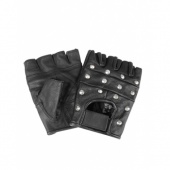 Rękawiczki z ćwiekami czarne, bez palców, skórzane