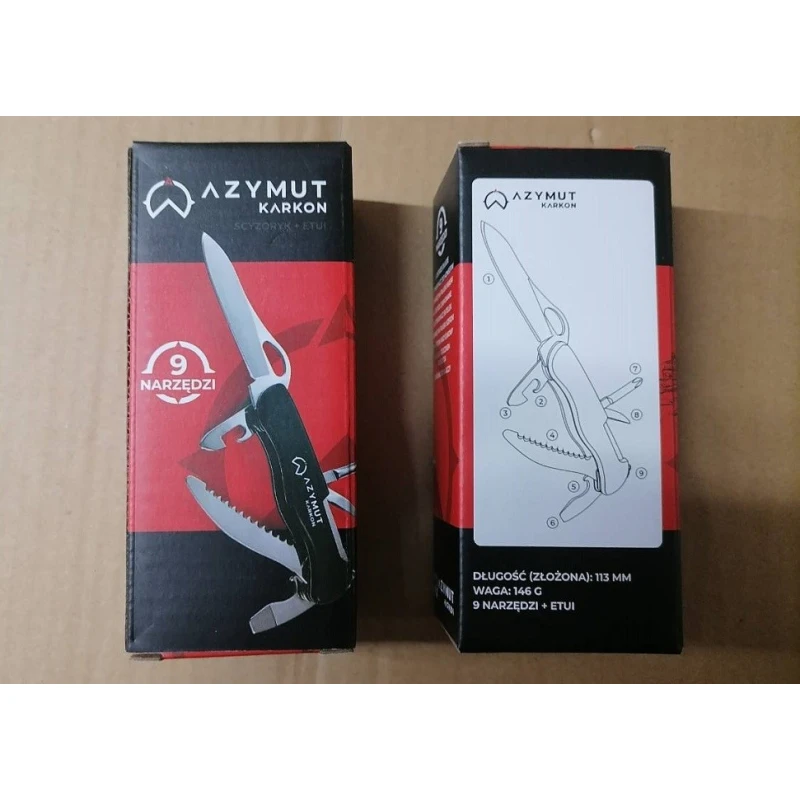 Scyzoryk AZYMUT Karkon, 9 narzędzi + kabura
