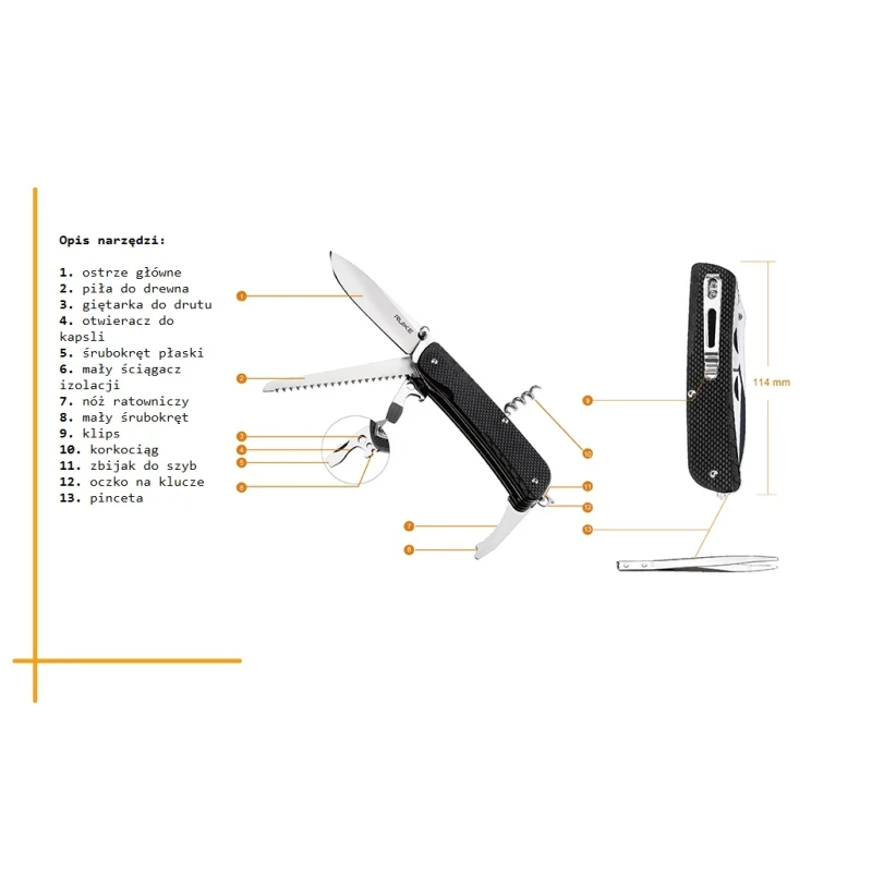 Scyzoryk Ruike LD51-B czarny 13 funkcji