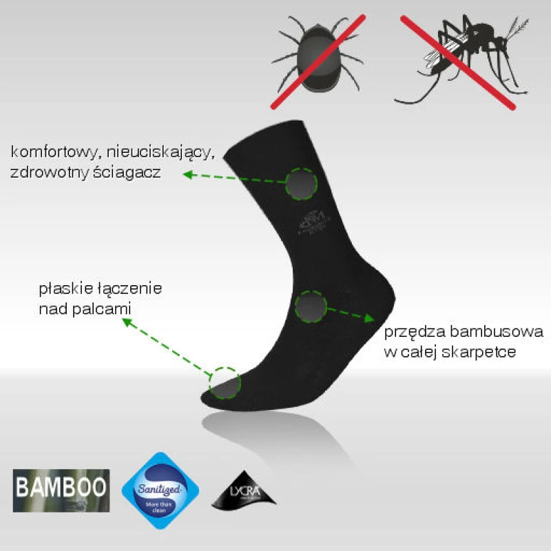 Skarpety JJW DEOMED przeciw komarom i kleszczom MOSQUITOSTOP bambus