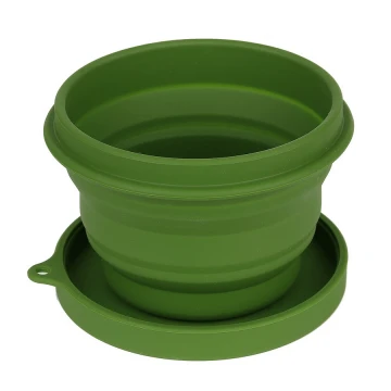 Składana miska silikonowa Fosco Collapsible Bowl olive BPA free - śr. 12 cm x wys. 8,5 cm