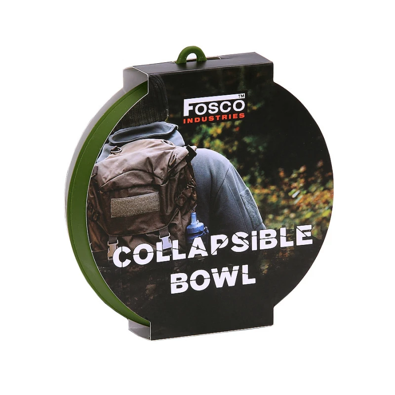 Składana miska silikonowa Fosco Collapsible Bowl olive BPA free - śr. 12 cm x wys. 8,5 cm