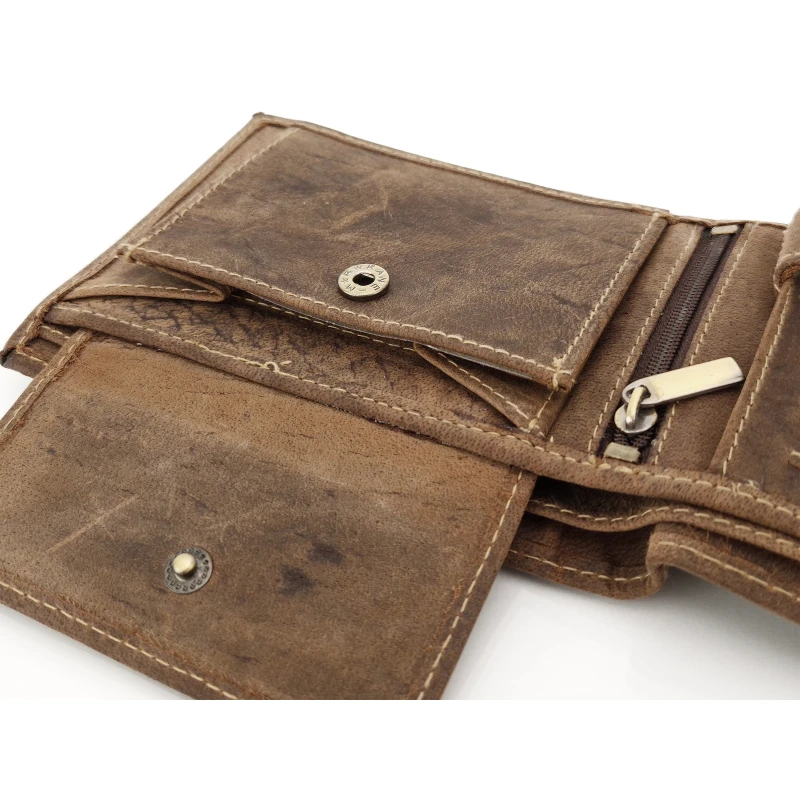 Skórzany portfel myśliwski Green Deed ciemny brąz - Jeleń / RFID 