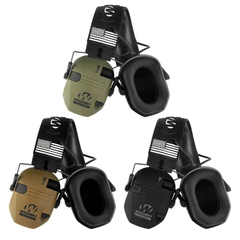 Słuchawki aktywne strzeleckie taktyczne czarne, nauszniki ochronniki słuchu przeciwszumowe