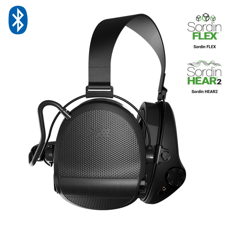 Słuchawki Sordin Supreme X2 BT aktywne, nakarkowe, czarne slim, wkładki piankowe  302004-20P