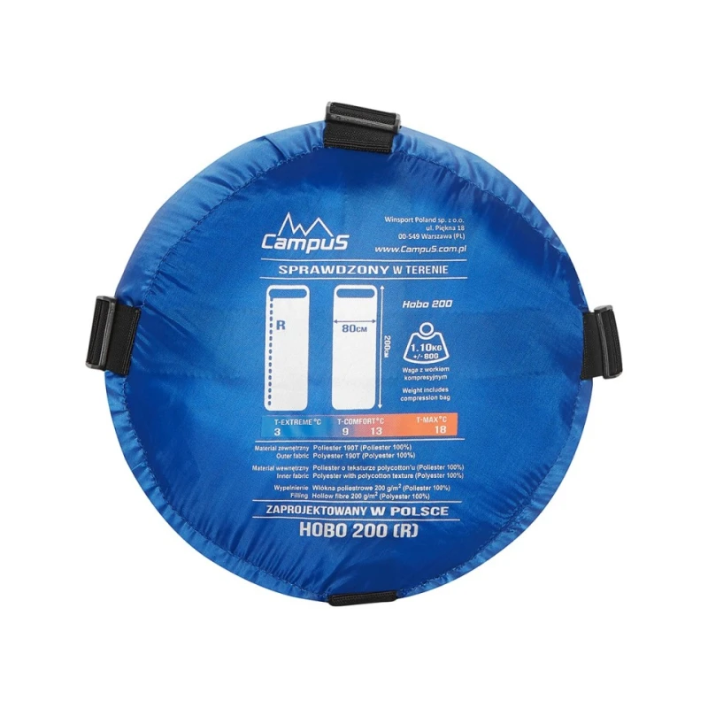 Śpiwór Campus koperta HOBO 200 granatowy prawy zamek