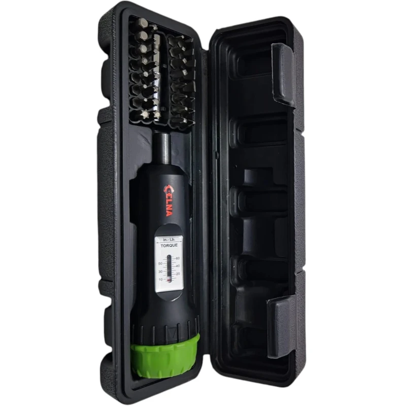 Śrubokręt Wkrętak dynamometryczny 0,6-7Nm (5-65 in-lbs) + 32 bity Celna