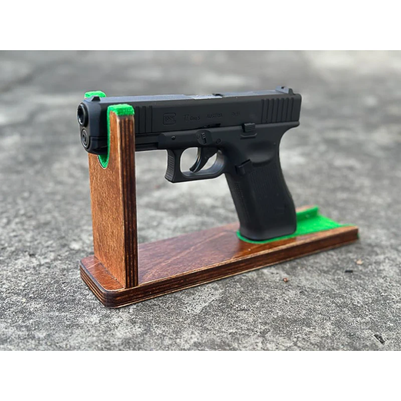 Stojak ekspozytor na broń krótką - rewolwer czarnoprochowy, pistolet, wiatrówkę, brązowy No.5