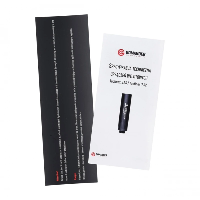 Tłumik do broni Gomander Tactinox DT 5,56 1/2-28 UNEF pasuje do wielu modeli AR15, Czarny