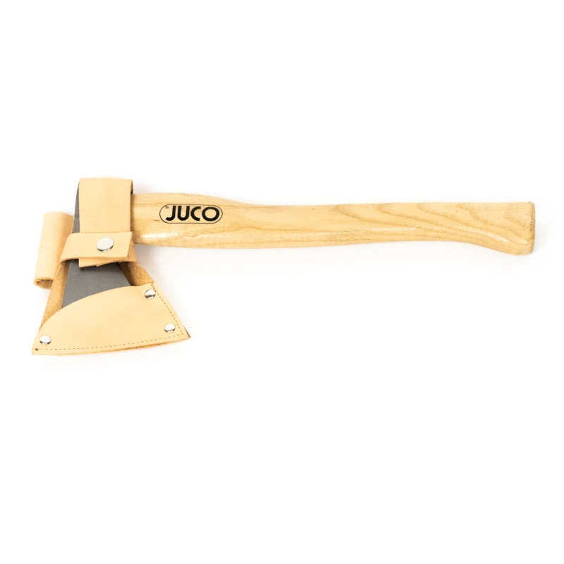 Toporek kuty bushcraftowy z ochroną ostrza ze skóry Juco 47-55 HRC 