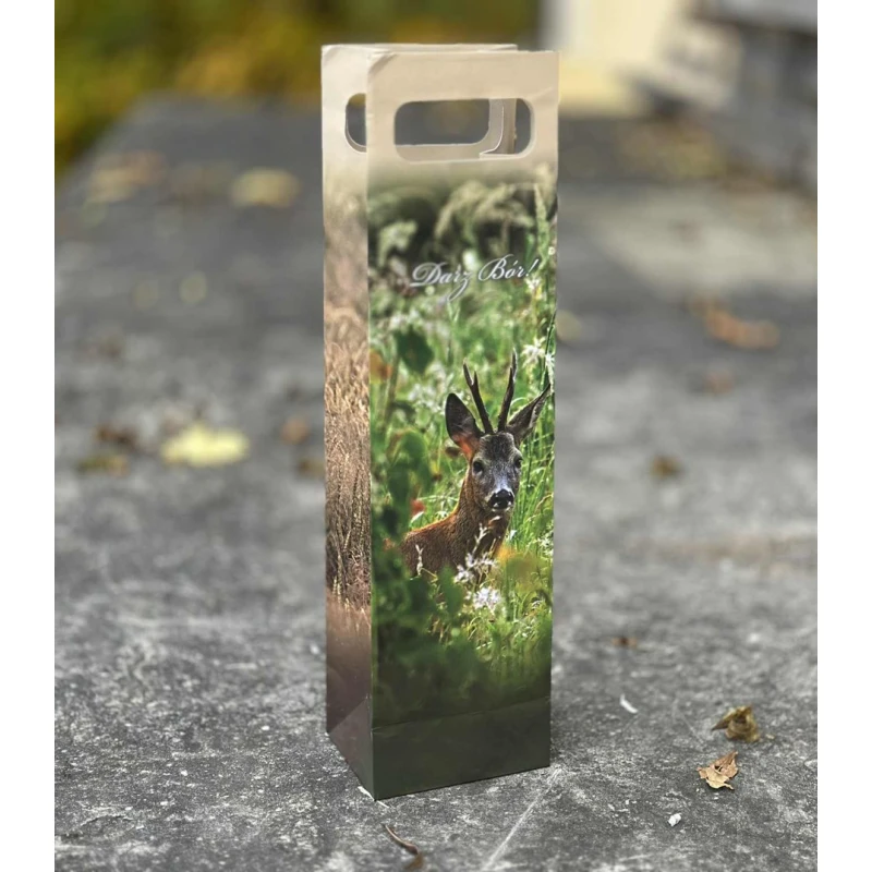 Torba prezentowa myśliwska koziołek na butelkę, wino 465x125x100