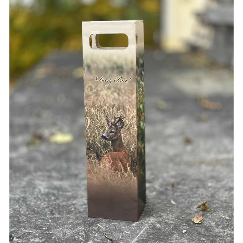 Torba prezentowa myśliwska koziołek na butelkę, wino 465x125x100