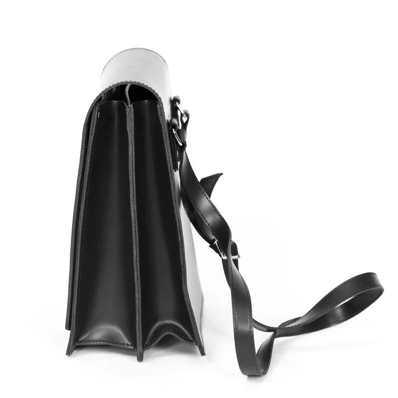 Tradycyjna Raportówka leśnika, wojskowa ze skóry naturalnej - czarna