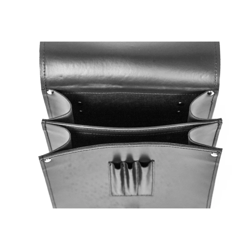 Tradycyjna Raportówka leśnika, wojskowa ze skóry naturalnej - czarna