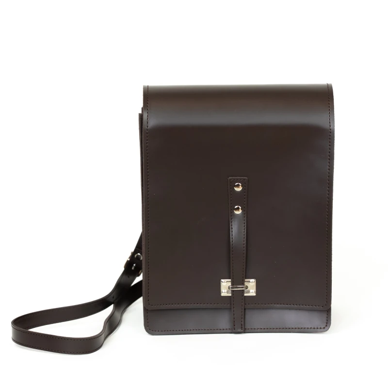 Tradycyjna Raportówka leśnika, wojskowa ze skóry naturalnej - brązowa