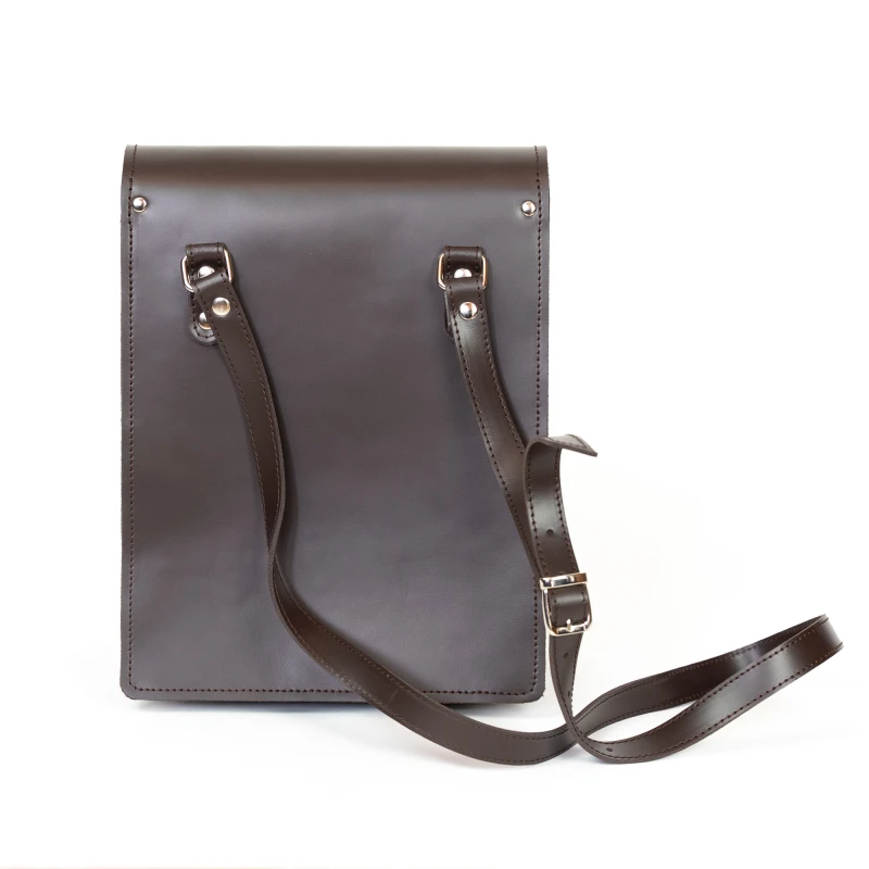 Tradycyjna Raportówka leśnika, wojskowa ze skóry naturalnej - brązowa