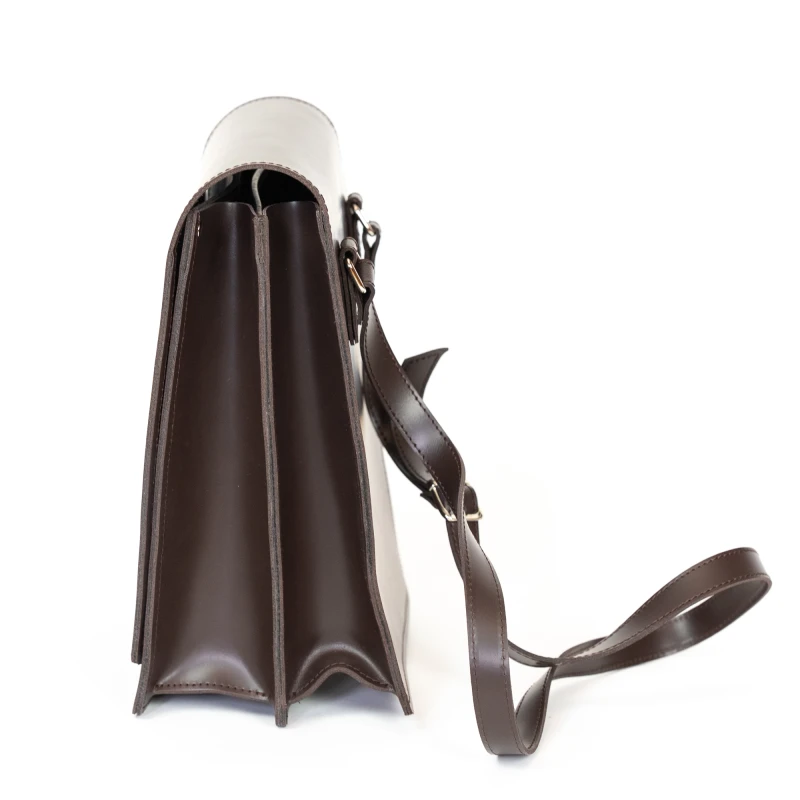 Tradycyjna Raportówka leśnika, wojskowa ze skóry naturalnej - brązowa