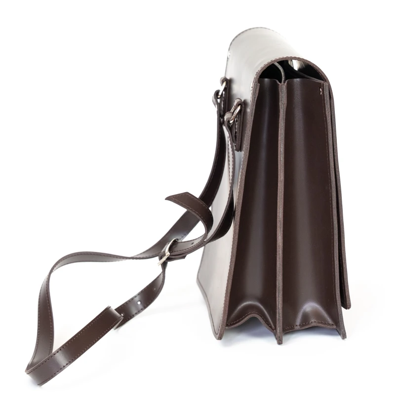 Tradycyjna Raportówka leśnika, wojskowa ze skóry naturalnej - brązowa