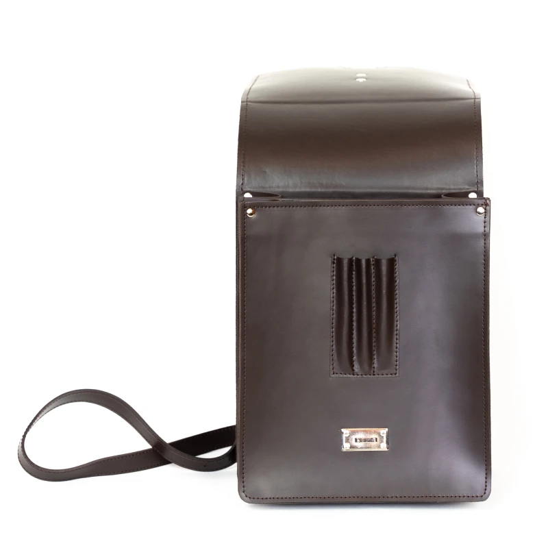 Tradycyjna Raportówka leśnika, wojskowa ze skóry naturalnej - brązowa