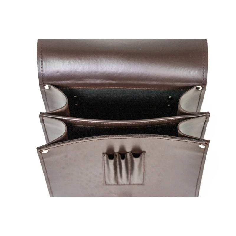 Tradycyjna Raportówka leśnika, wojskowa ze skóry naturalnej - brązowa