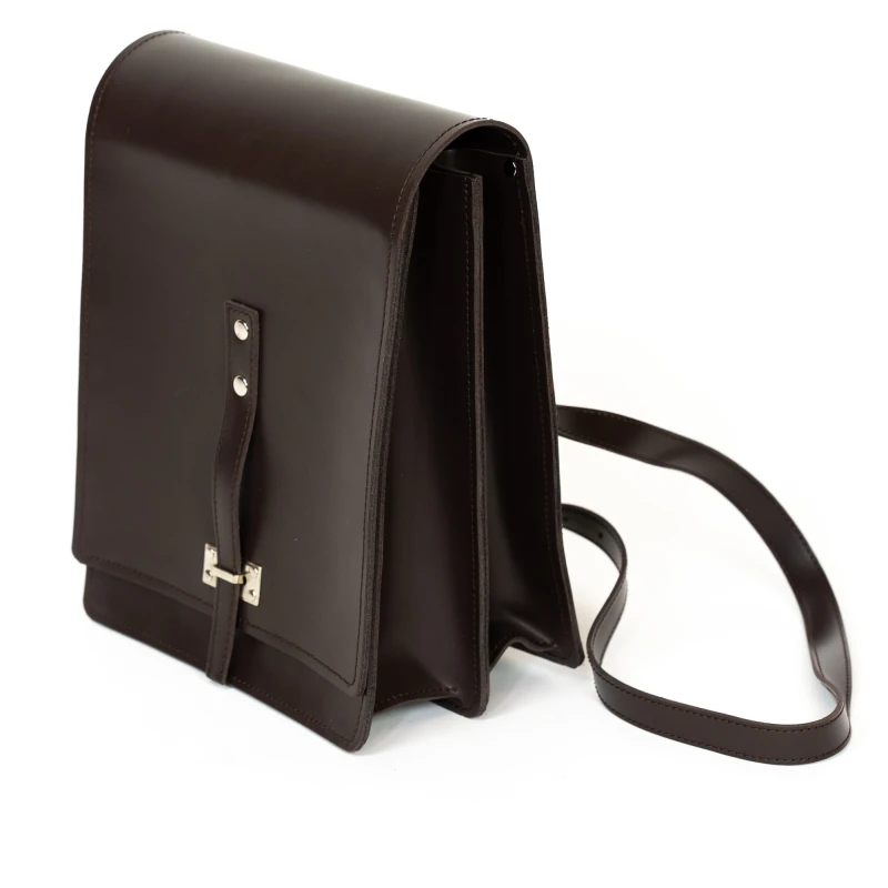 Tradycyjna Raportówka leśnika, wojskowa ze skóry naturalnej - brązowa