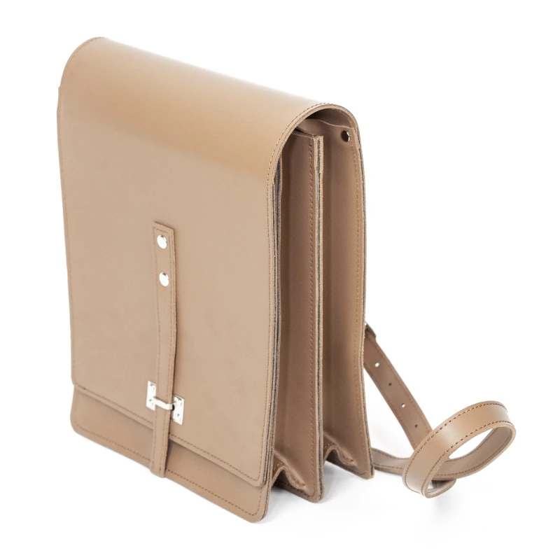 Tradycyjna Raportówka leśnika, wojskowa ze skóry naturalnej - jasny brąz