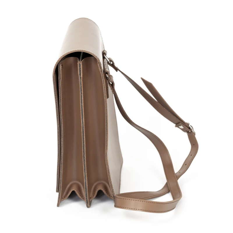 Tradycyjna Raportówka leśnika, wojskowa ze skóry naturalnej - jasny brąz