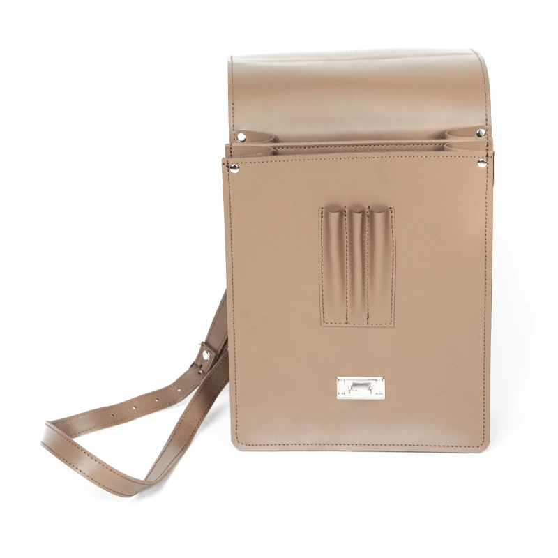 Tradycyjna Raportówka leśnika, wojskowa ze skóry naturalnej - jasny brąz