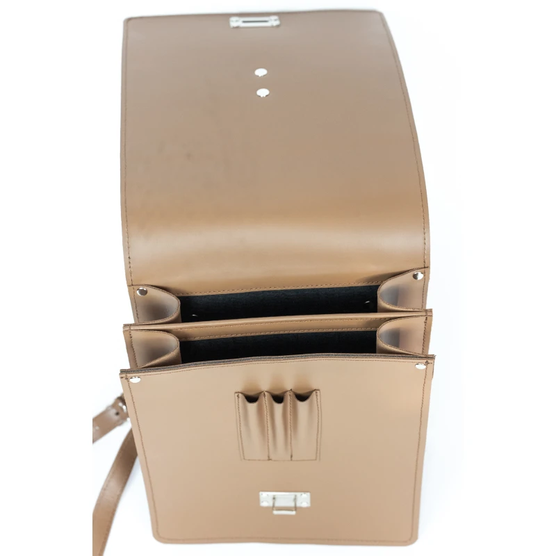 Tradycyjna Raportówka leśnika, wojskowa ze skóry naturalnej - jasny brąz