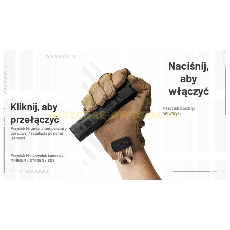 Ultrasmukła latarka ręczna Nitecore EDC07 MCT USB-C Desert Tan 1500 lm, 132 m