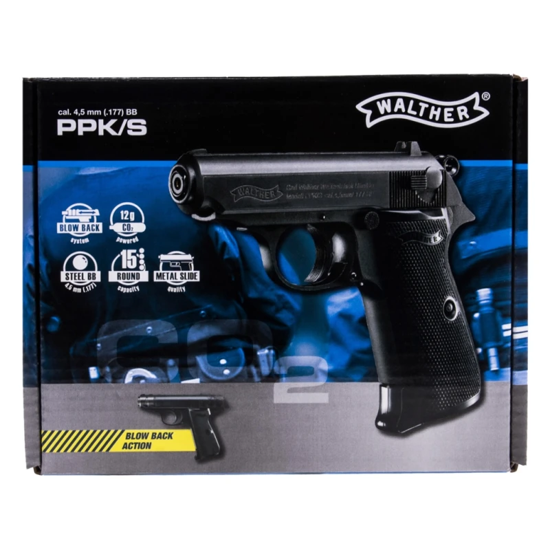 Wiatrówka Walther PPK/S Blow back - black 4,5 mm 5.8315