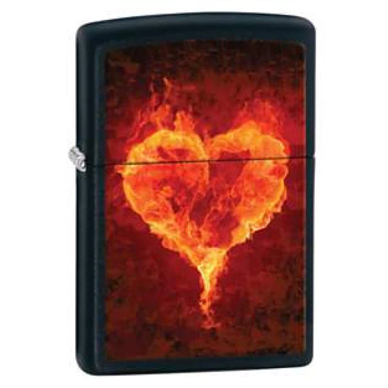 Zapalniczka ZIPPO Z28313, Burning Heart, Black Matte - płonące serce