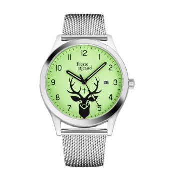 Zegarek myśliwski z bransoletą Pierre Ricaud - Jeleń św. Huberta z datą fluo